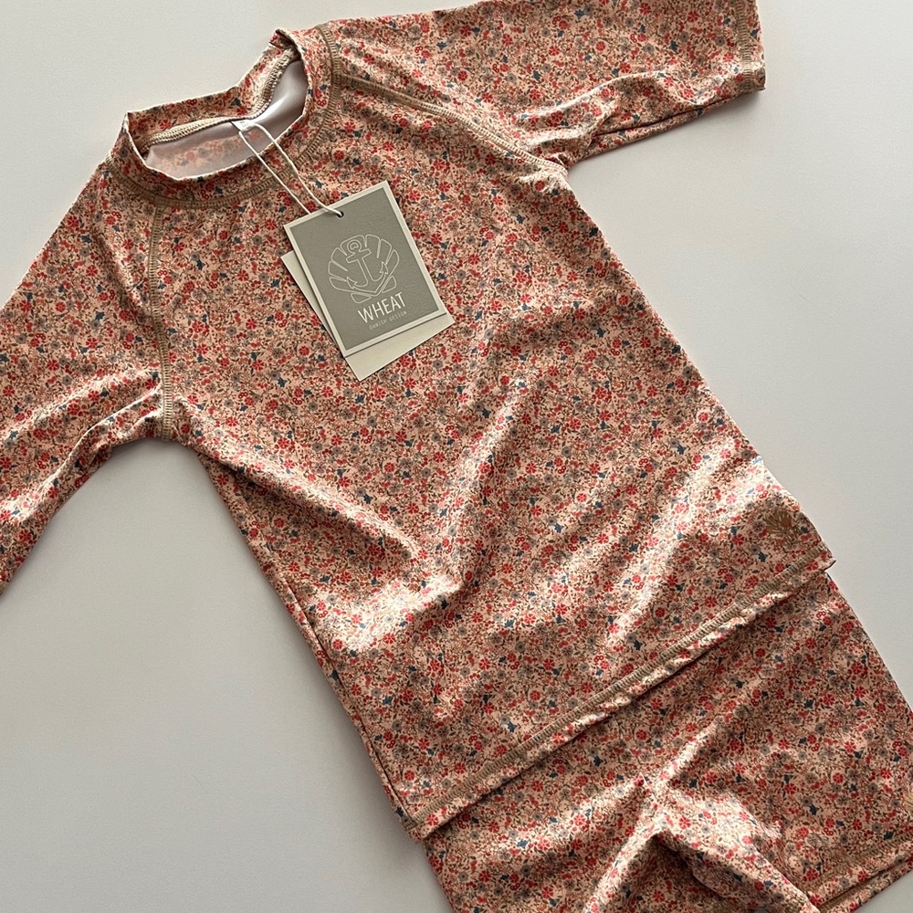 Wheat Kids Floral Rashguard Set - Red